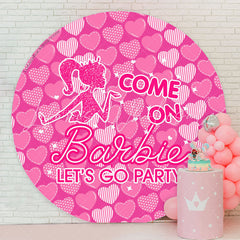 Lofaris Pink Heart Come On Lets Go Party Round Backdrop