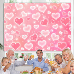 Lofaris Pink Heart Glitter Early 2000s Photo Birthday Party Backdrop