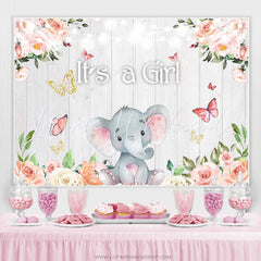 Lofaris Pink Light Floral Its A Girl Spring Baby Shower Backdrop