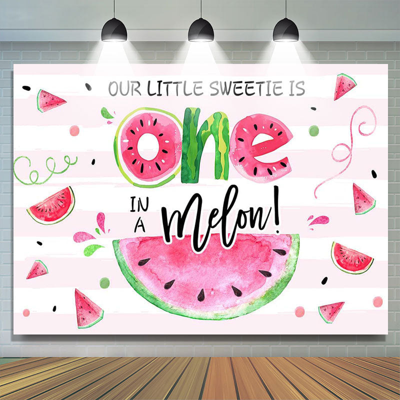 Lofaris Pink Little Sweetie Watermelon 1st Birthday Backdrop