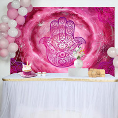 Lofaris Pink Nebula Vortex Hamasa Hand Pattern Backdrop