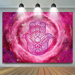 Lofaris Pink Nebula Vortex Hamasa Hand Pattern Backdrop