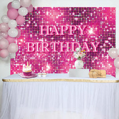 Lofaris Pink Neon Dots Bokeh Sparkle Happy Birthday Backdrop