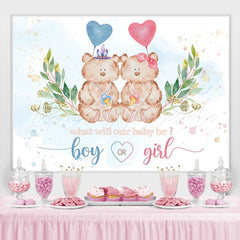 Lofaris Pink and Blue Bears Balloon Baby Shower Backdrop