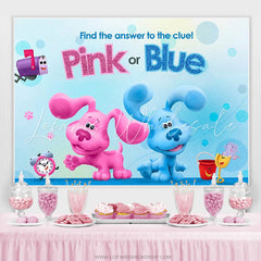 Lofaris Pink Or Blue Glitter Cartoon Dogs Baby Shower Backdrop