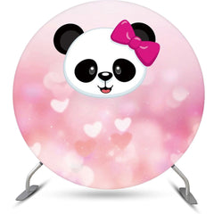 Lofaris Pink Panda Head Bokeh Round Baby Shower Backdrop