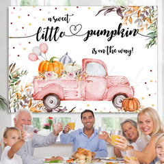 Lofaris Pink Pumpkin Balloon Truck Autumn Baby Shower Backdrop