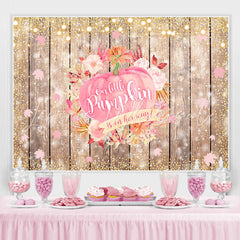 Lofaris Pink Pumpkin Golden Bokeh Wooden Baby Shower Backdrop