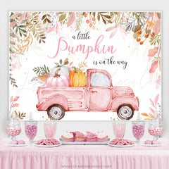 Lofaris Pink Pumpkin Is On The Way Truck Baby Shower Backdrop