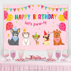 Lofaris Pink Puppy Dog Balloon Pet Party Birthday Backdrop