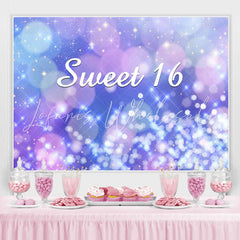 Lofaris Pink Purple Bokeh Glittle Sweet 16 Birthday Backdorp