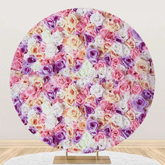 Lofaris Pink Purple Floral Petal Wall Round Wedding Backdrop