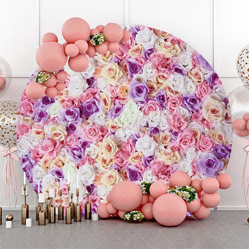 Lofaris Pink Purple Floral Petal Wall Round Wedding Backdrop