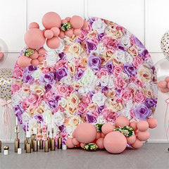 Lofaris Pink Purple Floral Petal Wall Round Wedding Backdrop