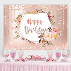 Lofaris Pink Rose And Pearl Glitter Birthday Backdrop For Girl