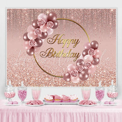 Lofaris Pink Rose Glitter Floral Balloon Backdrop for Girls