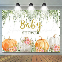 Lofaris Pink rose green pumpkin Baby Shower party Backdrop