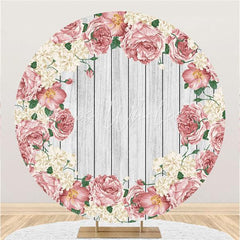 Lofaris Pink Roses Custom Round Wood Backdrop For Decoration