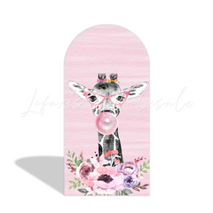 Pink Safari Animal Happy Birthday Party Arch Backdrop Wall Cloth Cover