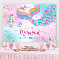 Lofaris Pink Sea Glitter Mermaid Baby Shower Party Backdrop