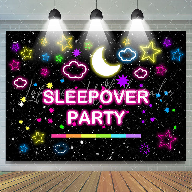 Lofaris Pink Starry Moonnight Sleepover Party Birthday Backdrop