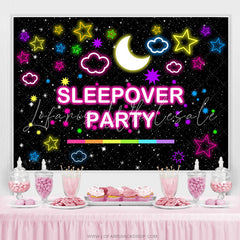 Lofaris Pink Starry Moonnight Sleepover Party Birthday Backdrop