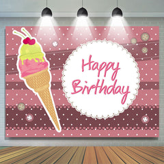 Lofaris Pink Stripe Ice Cream Birthday Backdrop For Girls