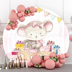 Lofaris Pink Teddy Bear And Gifts Round Baby Shower Backdrop