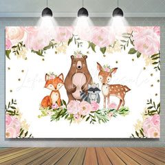 Lofaris Pink Watercolor Floral Woodland Photoshoot Backdrop