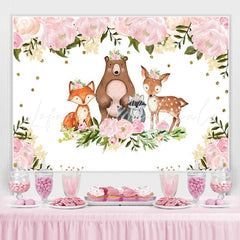 Lofaris Pink Watercolor Floral Woodland Photoshoot Backdrop