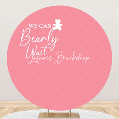 Lofaris Pink We Can Bearly Wait Round Baby Shower Backdrop