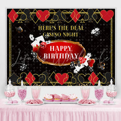 Lofaris Playing Cards Happy Birthday Black Themed Backdrop for Men