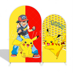 Pokemon Theme Birthday Party Arch Backdrop Wall Cloth Cover