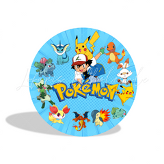 Pokemon Theme Birthday Party Round Backdrop Cover Plinth Cylinder Pedestal Cover