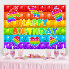 Lofaris Pop It Colorful Lovely Dessert Happy Birthday Backdrop