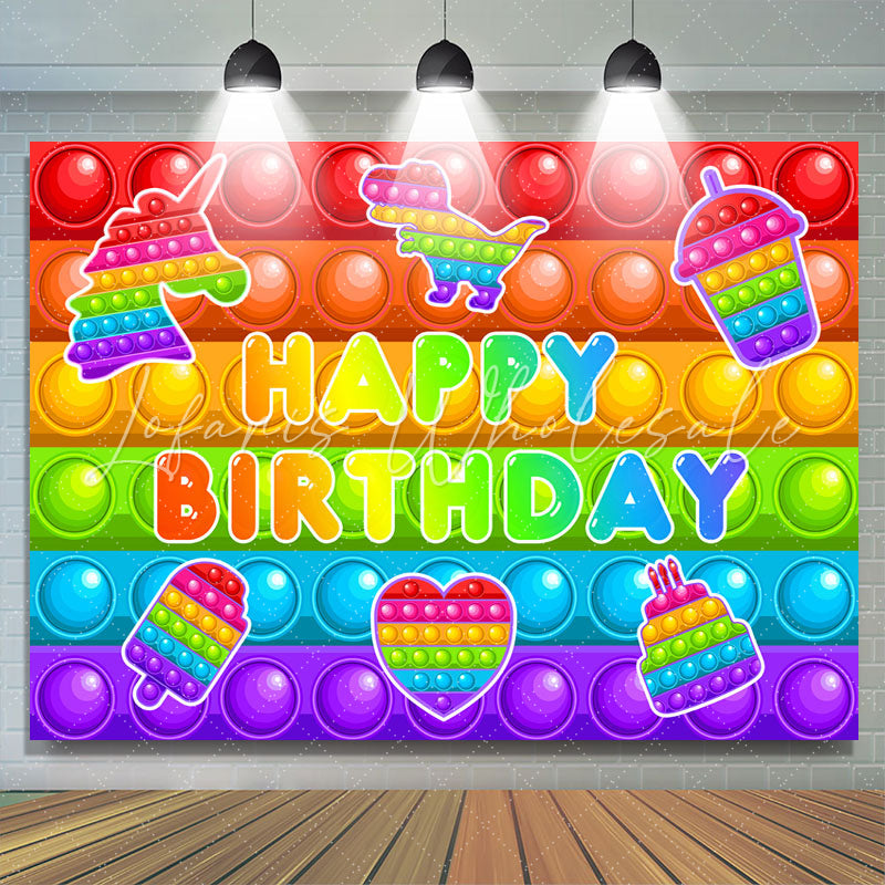 Lofaris Pop It Colorful Lovely Dessert Happy Birthday Backdrop