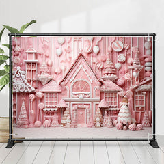 Lofaris Posh Pink Candy House Sweetmeats Christmas Backdrop