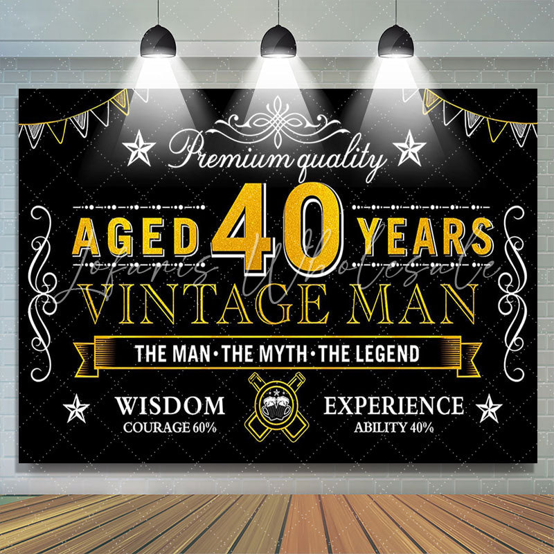 Lofaris Premium Quality Vintage Man Black 40th Birthday Backdrop