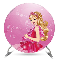 Lofaris Pretty Red Dress Princess Round Birthday Backdrop Kit