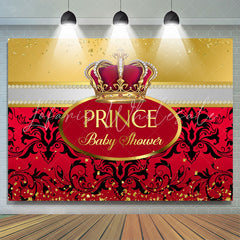 Lofaris Prince Baby Shower Red Gold Glitter Party Backdrop for Girl