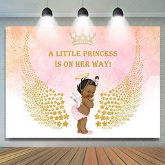 Lofaris Princess With Glitter Wing Pink Baby Shower Backdrop