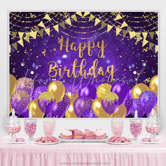 Lofaris Pueple Gold Bokeh Glitter Balloons Birthday Backdrop