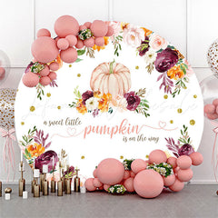 Lofaris Pumpkin Blooming Flowers Circle Baby Shower Backdrop