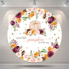 Lofaris Pumpkin Blooming Flowers Circle Baby Shower Backdrop