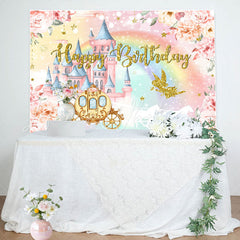 Lofaris Pumpkin Carriage Fairy Floral Birthday Backdrop