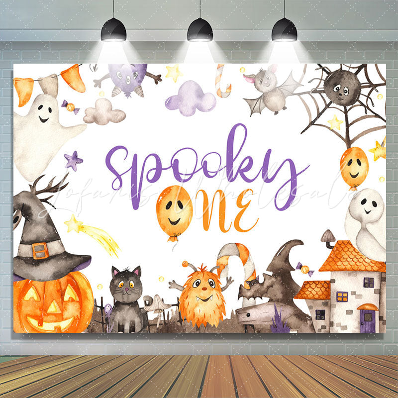 Lofaris Pumpkin Spooky Cute Halloween 1st Birthday Backdrop