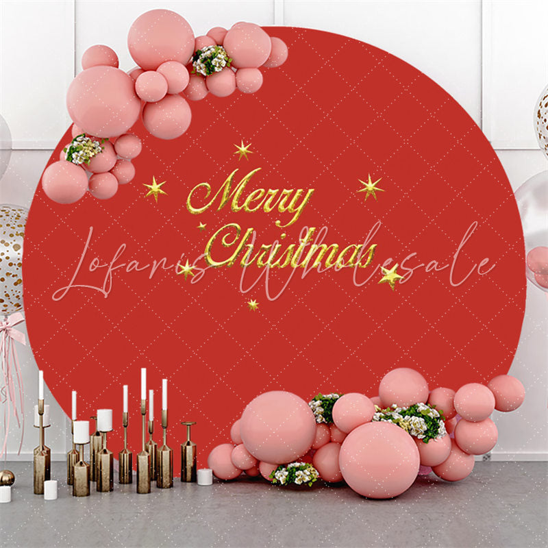 Lofaris Pure Red Theme Gold Merry Christmas Circle Backdrop