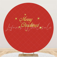 Lofaris Pure Red Theme Gold Merry Christmas Circle Backdrop