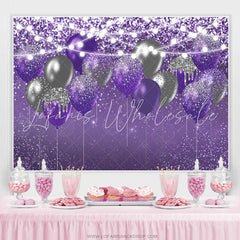 Lofaris Purple And Black Bokeh Glitter Balloons Birthday Backdrop