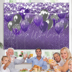 Lofaris Purple And Black Bokeh Glitter Balloons Birthday Backdrop